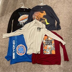 5 boys long sleeve Dri fit shirts L (10/12) HUSKY